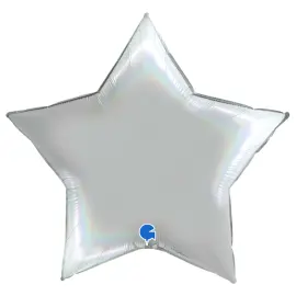 Stor Ballon Stjerne Holografisk Platinum Pure