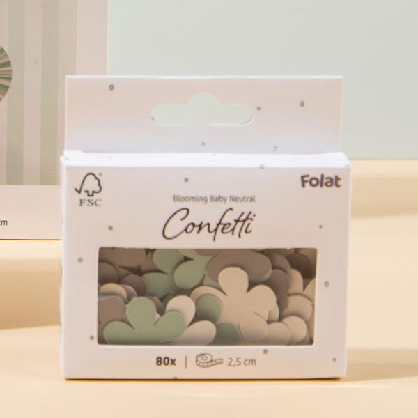 Konfetti Blomster Brungrå/Grøn/Beige 80-pak