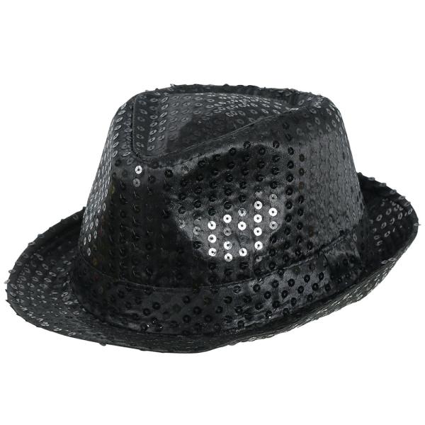 Gangsterhat med Pailletter Sort