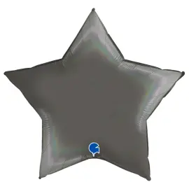 Stor Folieballon Stjerne Platinum Grå