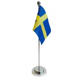 Sverige Bordflag med Sølvfod