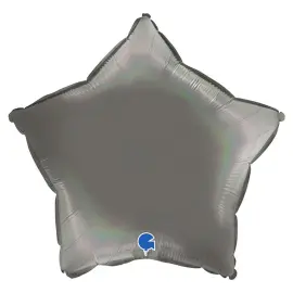 Ballon Stjerne Holografisk Platinum Grå