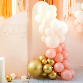 Ballonbue S&aelig;t Fersken/Hvid/Guld