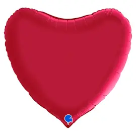 Stor Hjerteballon Satin Cherry
