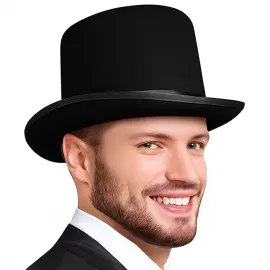 Cylinderhat med Satinb&aring;nd Sort