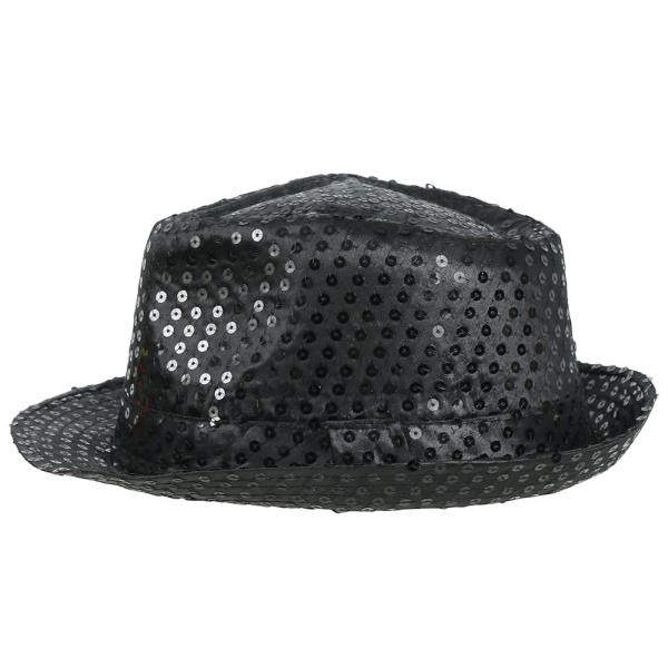 Gangsterhat med Pailletter Sort