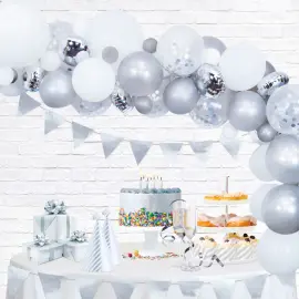 Ballonbue Sæt Sølv & Hvid