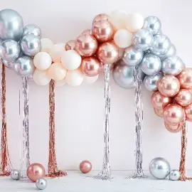 Ballonbue med Guirlander S&aelig;t S&oslash;lv/Rosaguld/Hvid