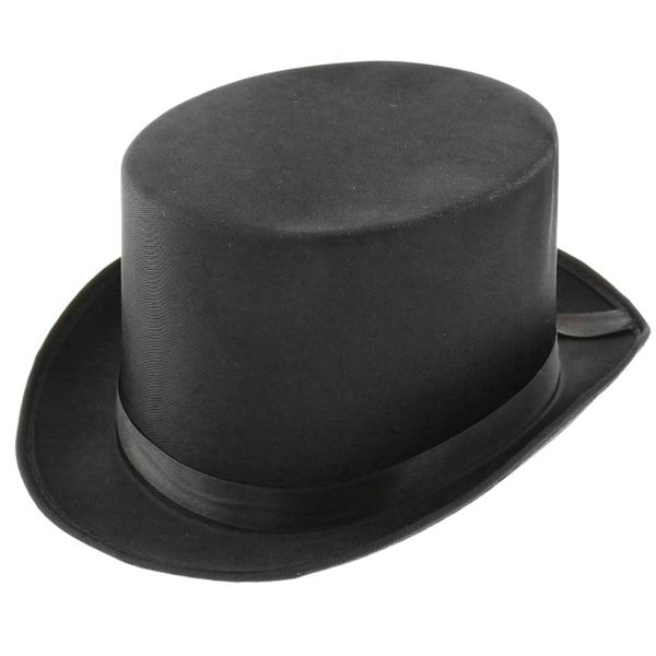 Cylinderhat med Satinbånd Sort