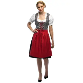 Oktoberfest Tyrolerkjole Hvid/R&oslash;d/Sort