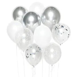 Ballonbuket Sæt Hvid og Sølv