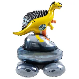 Stående Folieballon Gul Dinosaur