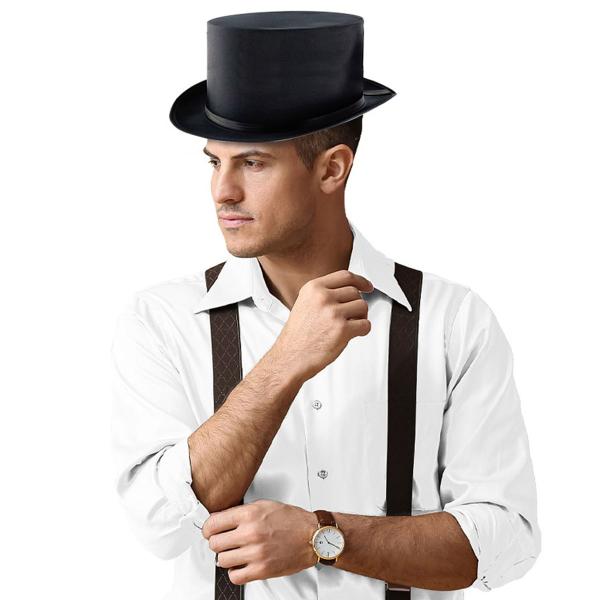 Cylinderhat med Satinbånd Sort