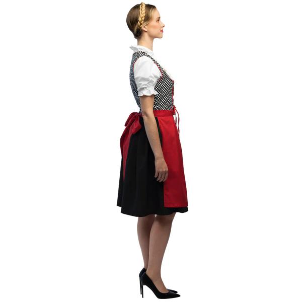 Oktoberfest Tyrolerkjole Hvid/Rød/Sort