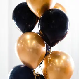Ballonbuket Sort og Guld