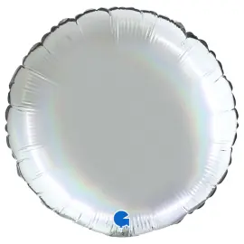 Stor Rund Folieballon Holografisk Platinum Pure