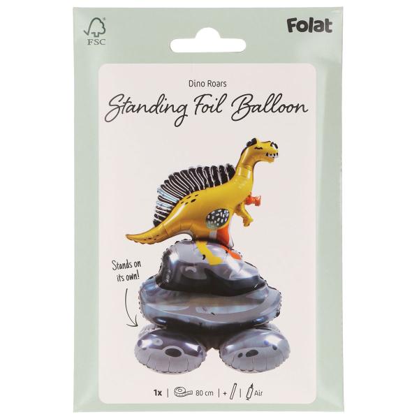Stående Folieballon Gul Dinosaur