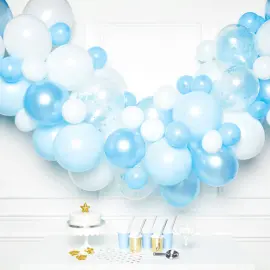 Ballonguirlande Sæt Hvid og Lyseblå
