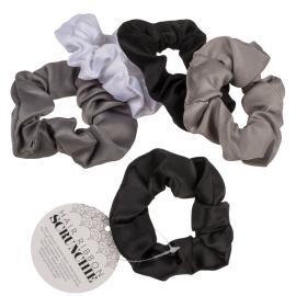 Scrunchie H&aring;relastik Gr&aring;/Hvid/Sort