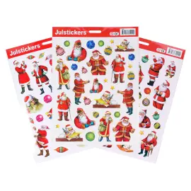 Juleklistermærker Julemænd og Juletræskugler