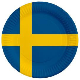 Svensk Flag Paptallerkener 23 cm 8-pak
