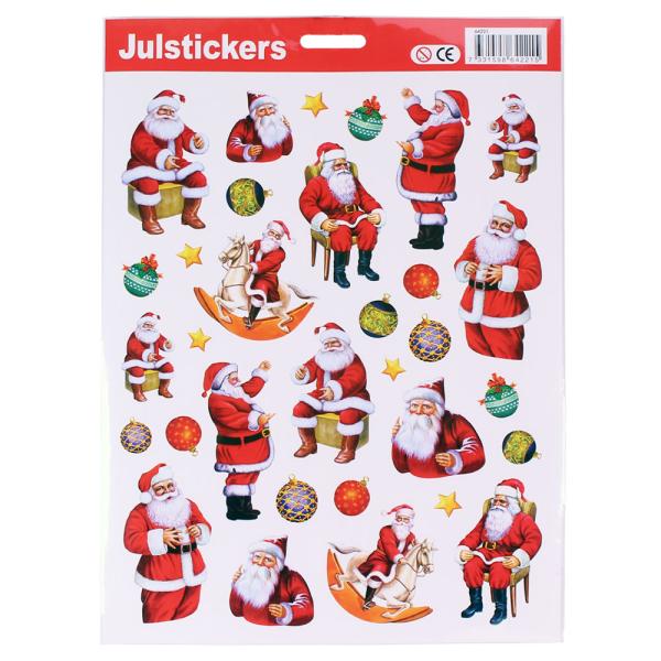 Juleklistermærker Julemænd og Juletræskugler