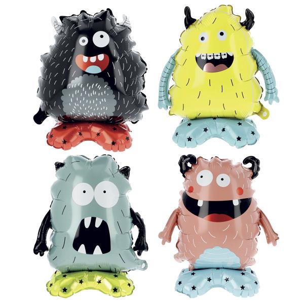 Stående Folieballon Monster 4-pak