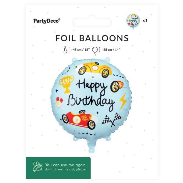 Folieballon Racing Happy Birthday 35 cm