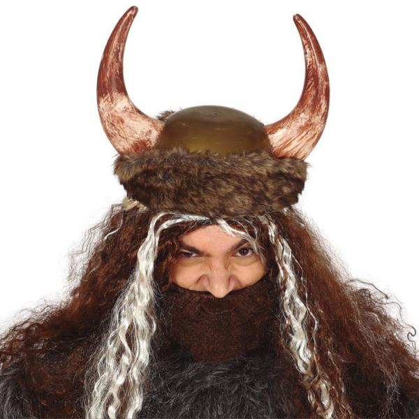 Vikingehjelm med Horn og Pelskant