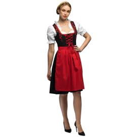 Oktoberfest Tyrolerkjole R&oslash;d/Sort/Hvid
