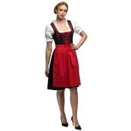 Oktoberfest Tyrolerkjole R&oslash;d/Sort/Hvid XL