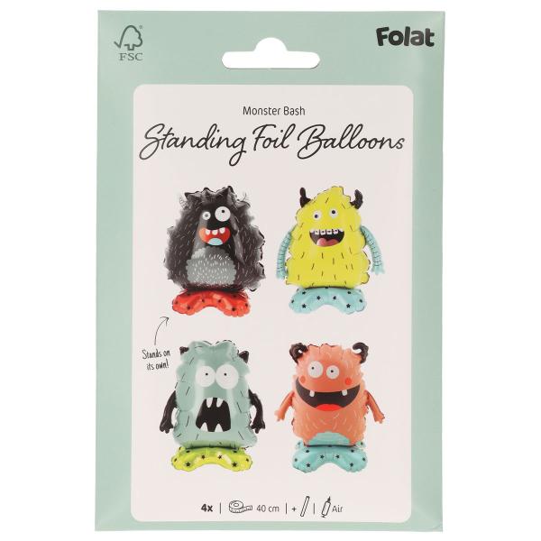 Stående Folieballon Monster 4-pak