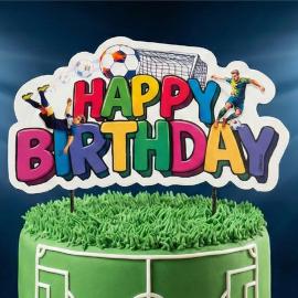 Happy Birthday Cake Topper Fodbold 16,5 cm