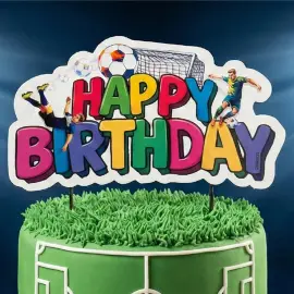 Happy Birthday Cake Topper Fodbold 16,5 cm
