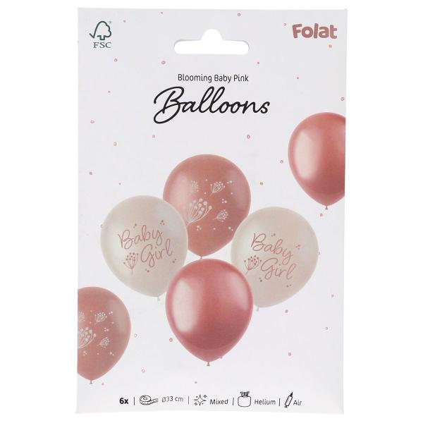 Latexballoner Baby Girl Mix 6-pak