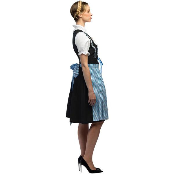 Oktoberfest Tyrolerkjole Blå/Sort/Hvid