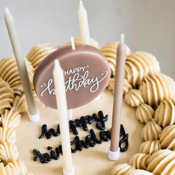 Kagelys Happy Birthday Cremelyserød/Grøn/Cremegul 11-pak