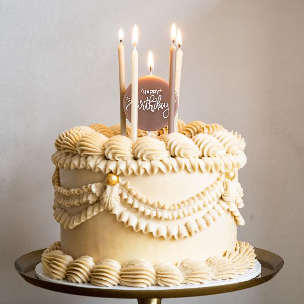 Kagelys Happy Birthday Cremelyserød/Grøn/Cremegul 11-pak