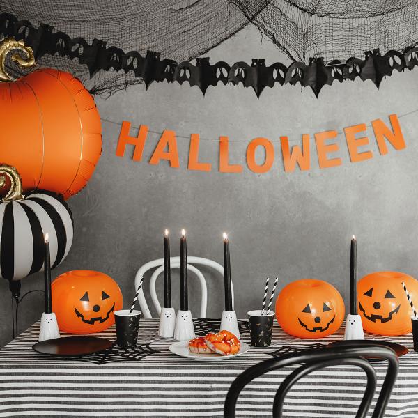 Folieballon Stribet Græskar Sort og Hvid