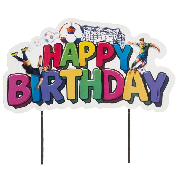 Happy Birthday Cake Topper Fodbold 16,5 cm