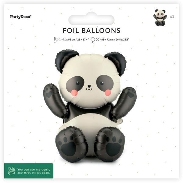 Folieballon Siddende Panda 68 x 72 cm