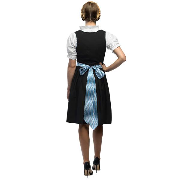 Oktoberfest Tyrolerkjole Blå/Sort/Hvid