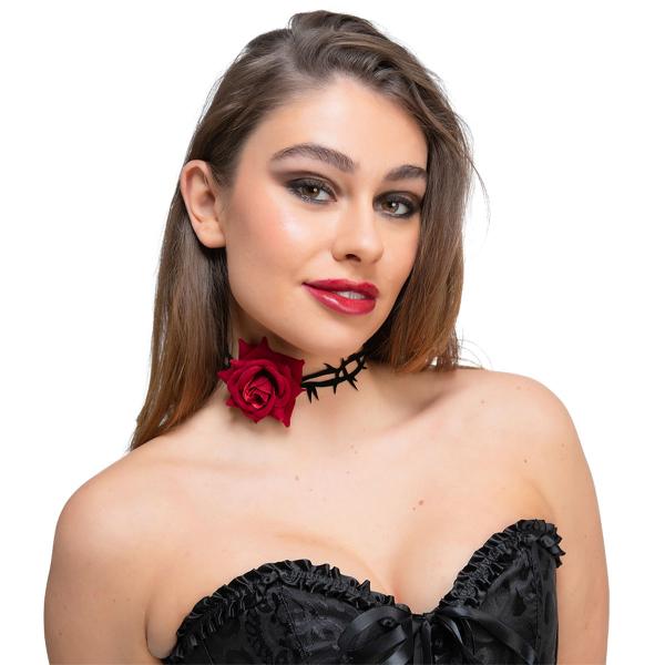 Choker Rød Rose & Torne