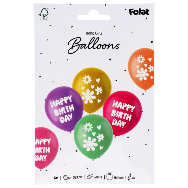 Latexballoner Happy Birthday Boho Girlz 6-pak
