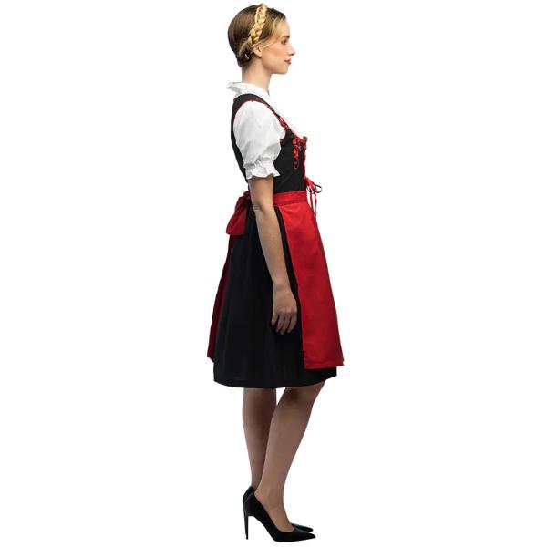 Oktoberfest Tyrolerkjole Rød/Sort/Hvid