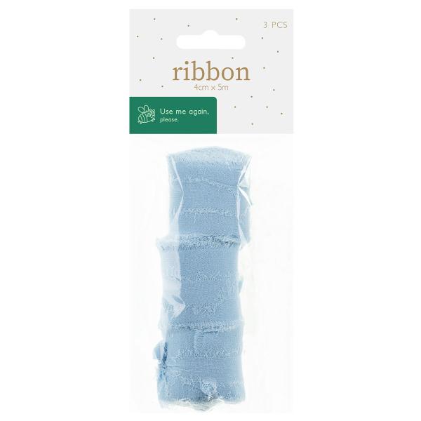 Chiffonbånd Lyseblå 40 mm 3-pak