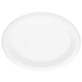 Bagasse Ovale Tallerkener Hvid 26 cm 50-pak
