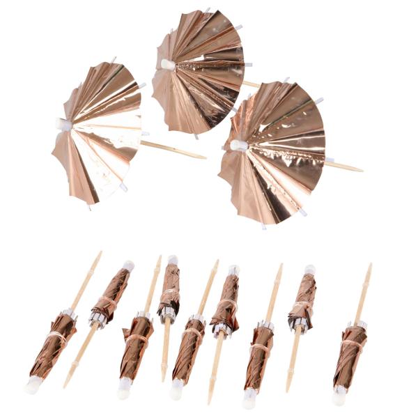 Partypicks Drinkparaply Metallic Lysrosa 10 cm 10-pak