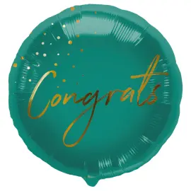Folieballon Congrats Gr&oslash;n & Guld