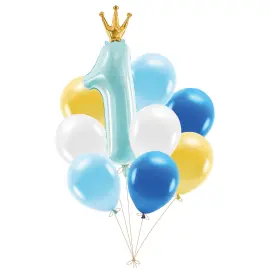 Ballons&aelig;t 1 &aring;r Bl&aring; 9-pak